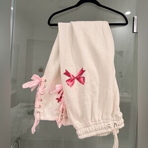 Fashion Nova White Shorts with Pink Bows